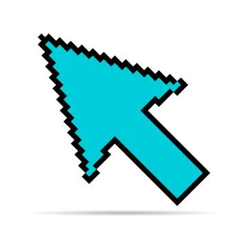 Arrow pixel icon shadow, web cursor click mouse symbol, computer pointer vect Stock Illustration