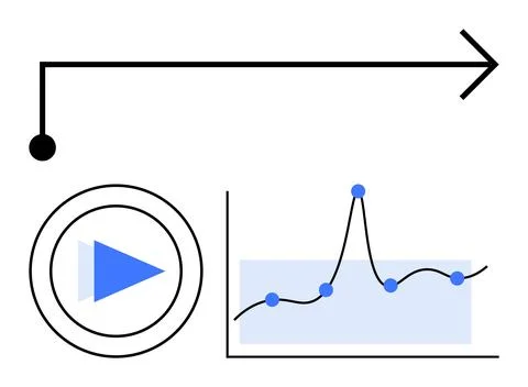 Arrow play button, graph elements. Ideal for technology, data analysis, progr 스톡 일러스트