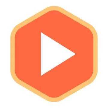 Arrow Play Sign Flat Hexagon Icon Illustrazione stock