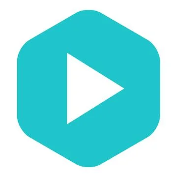 Arrow Play Sign Flat Hexagon Icon 스톡 일러스트