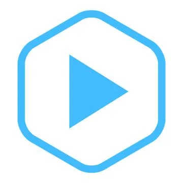 Arrow Play Sign Linear Hexagon Icon Illustrazione stock