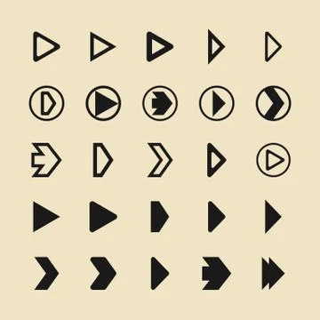 Arrow play vector flat icons Иллюстрация