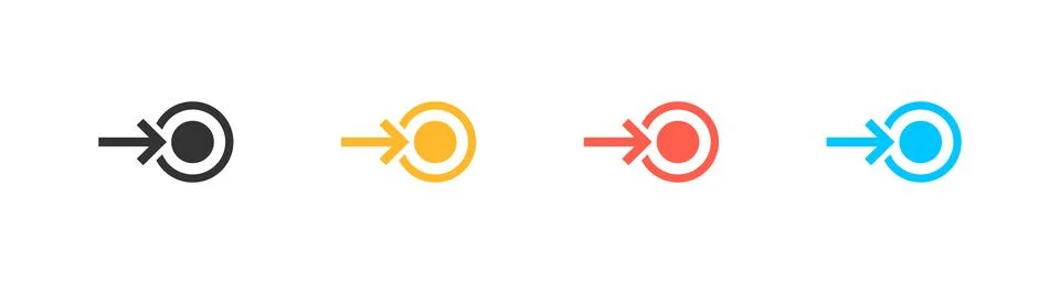 Arrow point set flat icon. Arrow next with circle and round. Vector Stock Illustration