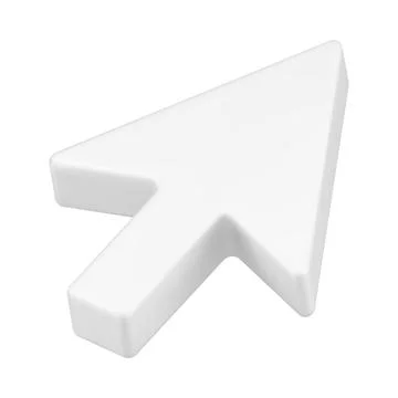 Arrow pointer 3d. White volumetric mouse cursor for website Illustrazione stock