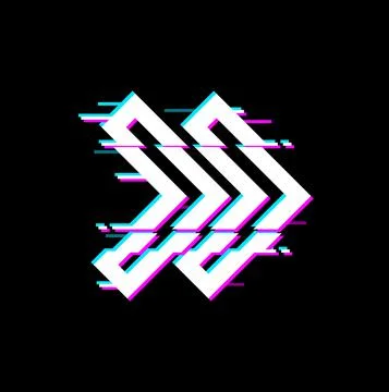 Arrow pointer glitch effect jump forward button Stock Illustration