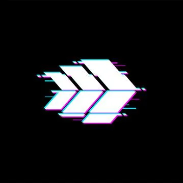 Arrow pointer with glitch effect right way ui sign Illustrazione stock