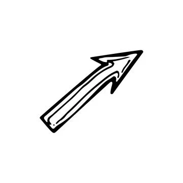 Arrow, pointer. Hand drawn line vector illustration in doodle style. Stock Illustration