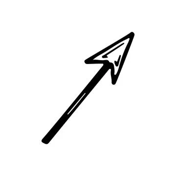 Arrow, pointer. Hand drawn line vector illustration in doodle style. Stock Illustration