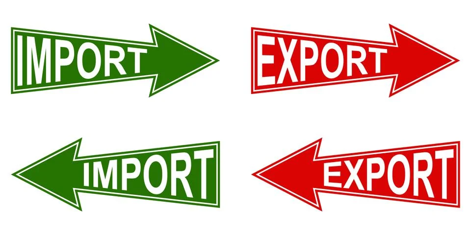 Arrow pointer import export, vector pointers for import and export of goods Stock Illustration