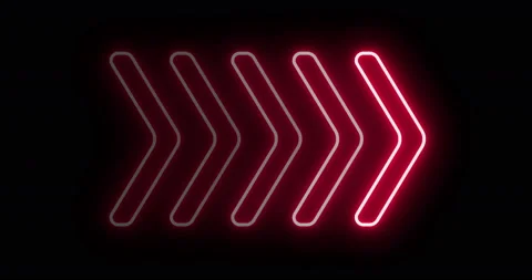Arrow pointer neon sign flickering Stock Footage 136731217