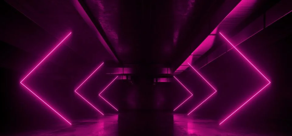 Arrow Pointer Shaped Cyber Neon Glowing Purple Lights Sci Fi Futuristic Gar.. イラスト素材