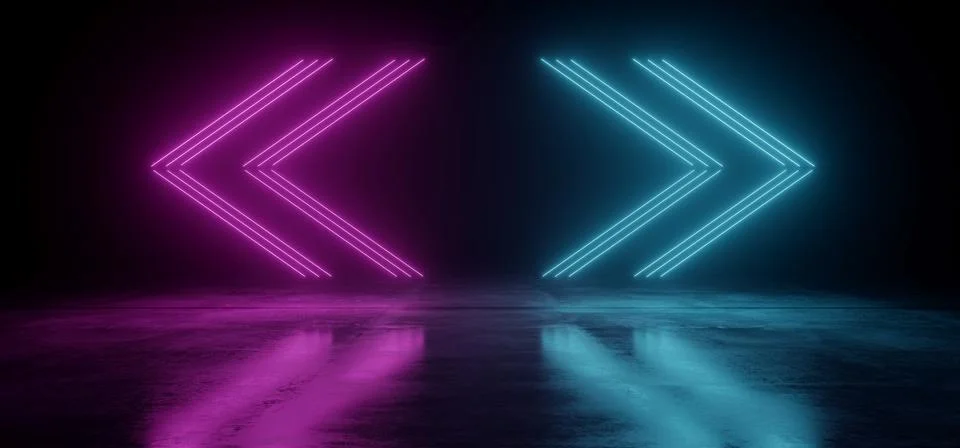 Arrow Pointers Neon Glowing Sci Fi Futuristic Vibrant Cyber Purple Blue Panto イラスト素材