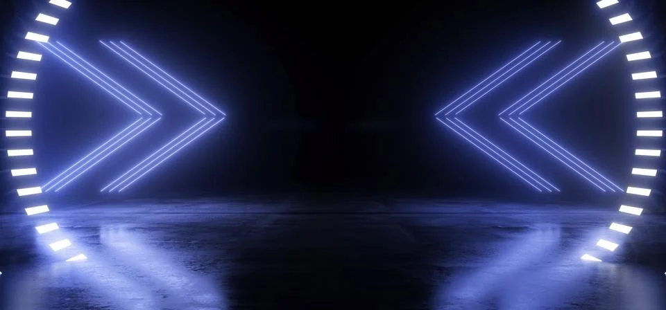 Arrow Pointers Neon Glowing Sci Fi Futuristic Vibrant Cyber Blue Pantone Lase イラスト素材