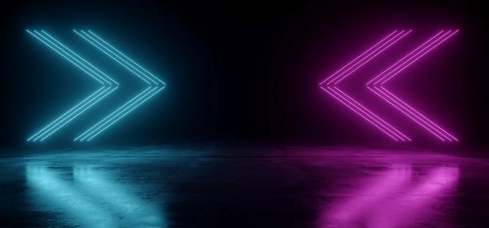 Arrow Pointers Neon Glowing Sci Fi Futuristic Vibrant Cyber Purple Blue Panto イラスト素材