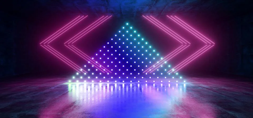 Arrow Pointers Neon Glowing Sci Fi Futuristic Vibrant Cyber Purple Blue Panto Stock Illustration