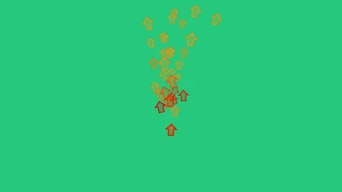 Arrow pointers rise up on a green background - Chroma Key Stock Footage 119117904
