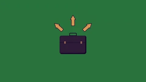 An arrow pointing up to briefcase and screen it isolated isolated on green Stock-Footage 336892200