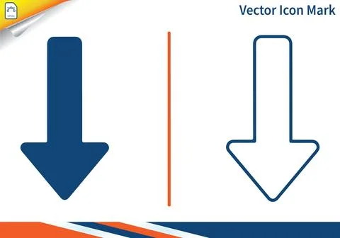Arrow pointing down direction vector graphic icon set mark. Stock Illustration