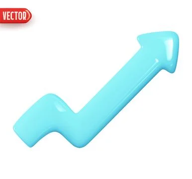 Arrow pointing growth up. Realistic 3d design In plastic cartoon style. Icon  Stock Illustration