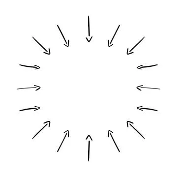 Arrow pointing inwards in shape of circle Stock Illustration