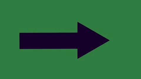 An arrow pointing left and a green background with to the right green screen Video stock 335147524