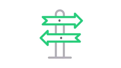 A arrow pointing left and right, illustrating a decision point or dual path.. Stock Footage 334918603