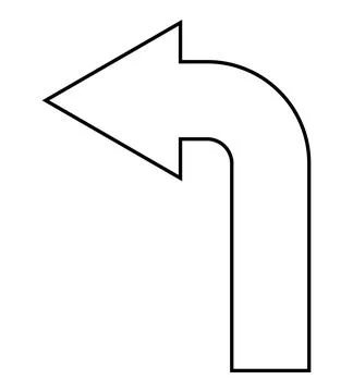 Arrow pointing to the left, black and white vector silhouette illustration Stock Illustration