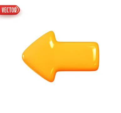 Arrow pointing left yellow color. Realistic 3d design In plastic cartoon st.. Stock Illustration
