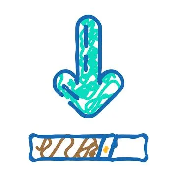 Arrow pointing loading process icon doodle illustration Stock Illustration