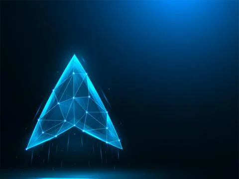 Arrow pointing up low poly design. Navigation, pointer up polygonal vector il Stock Illustration