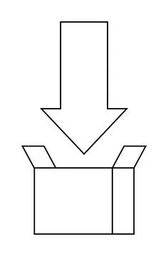 Arrow Pointing Into Open Box Symbolizing Unpacking or Download Stock Illustration