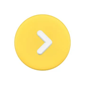 Arrow pointing right direction at yellow circle button 3d icon vector navig.. Stock Illustration