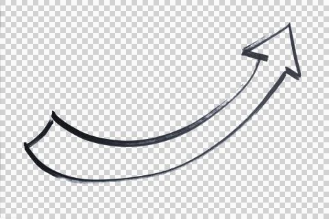An arrow pointing to the right drawn with a black marker Stock Illustration