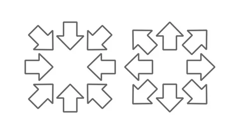 Arrow pointing to the right left up down zoom in out. complete arrow direction. Stock Footage 268462332