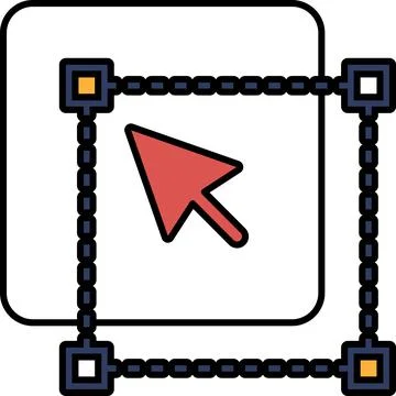 A arrow pointing to a square with a border Stock Illustration