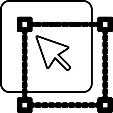 A arrow pointing to a square with a border Stock Illustration