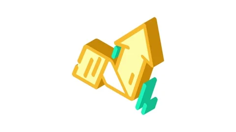 Arrow pointing upward progress isometric icon animation Stock Footage 327284559