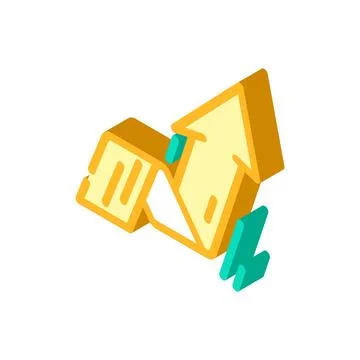 Arrow pointing upward progress isometric icon vector illustration Stock Illustration