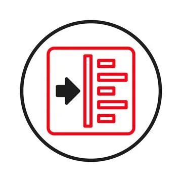 Arrow pushing data into structured list represents information flow in mode.. Stock Illustration