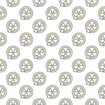 Arrow with Radiation vector Danger Zone thin line seamless pattern イラスト素材