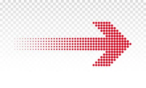 Arrow red dotted vector icon in right direction Illustrazione stock