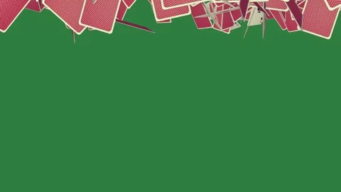 Arrow red hearts flags torn pieces of paper many pile playing cards Video stock 335979431