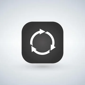 Arrow reload, rotate, refresh, repeat sign on rounded square icon web interne Illustrazione stock