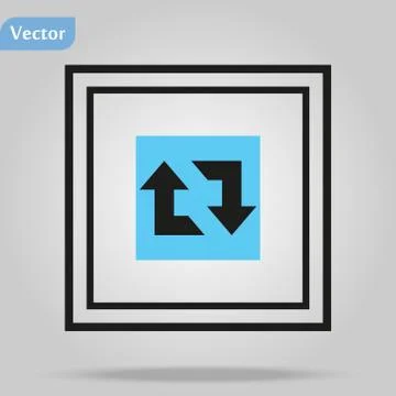 Arrow reload, rotate, refresh, repeat sign on rounded square glossy icon web  Stock Illustration