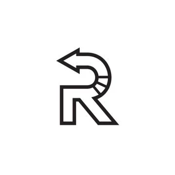 Arrow return / back letter R logo design vector Stock Illustration