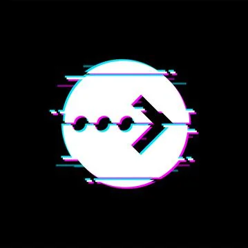 Arrow rewind button jump forward in glitch circle Stock Illustration
