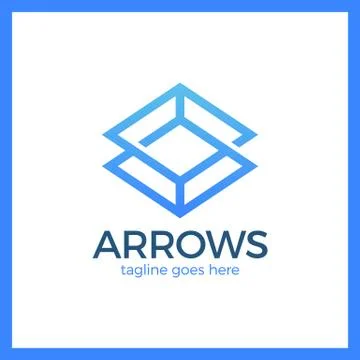 Arrow Rhomb Line Logo. Infinity cube Stock Illustration