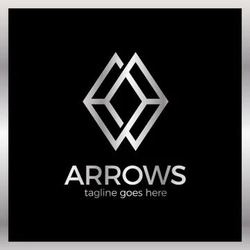 Arrow Rhomb Line Logo. Infinity cube. Royal, luxury, metal silver Stock Illustration
