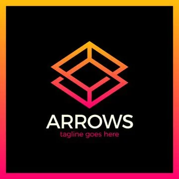 Arrow Rhomb Line Logo. Infinity cube Stock Illustration