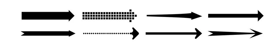 Arrow right black set icon in flat. Sign on white backdrop. Vector 스톡 일러스트